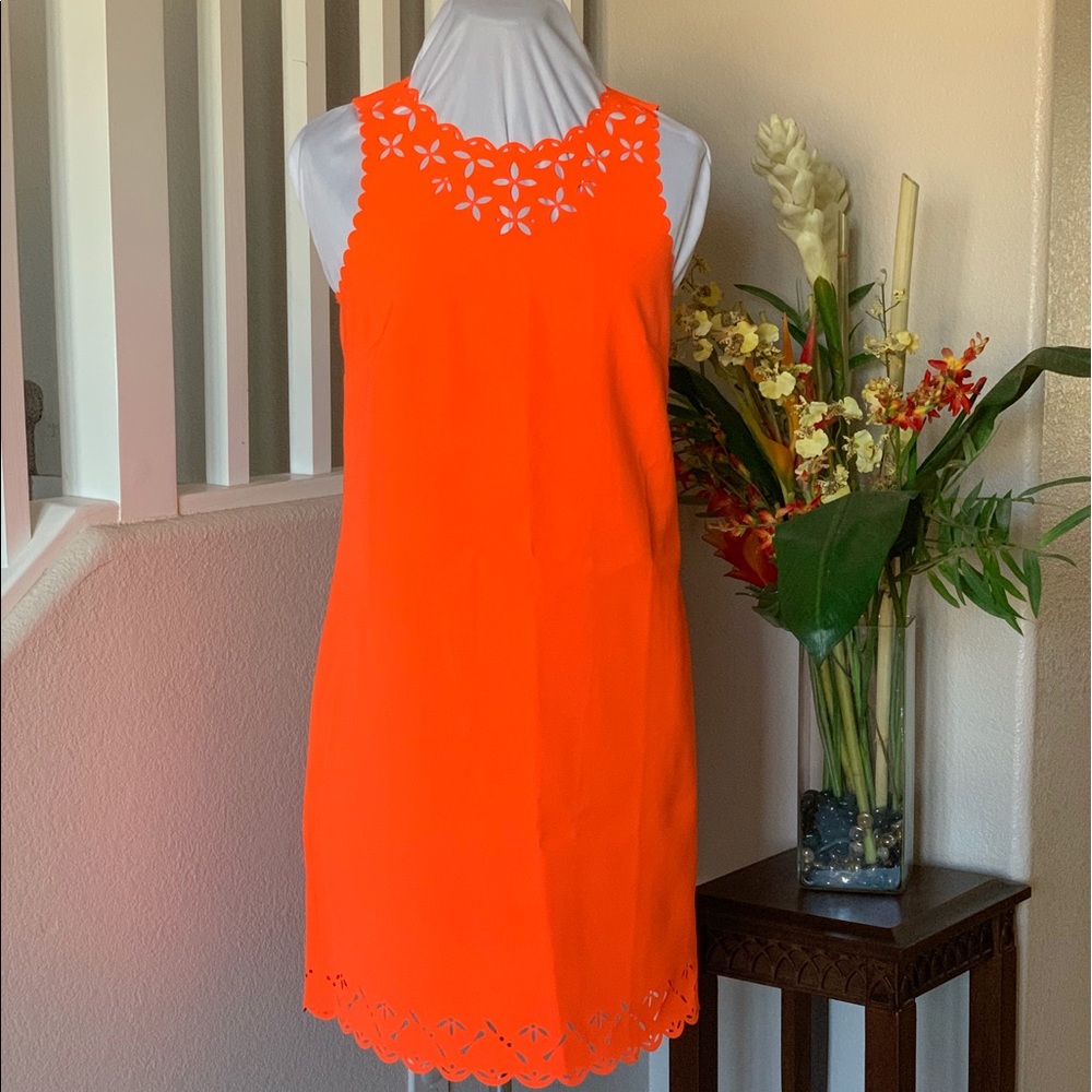 JCrew Orange Lazer cut Dress